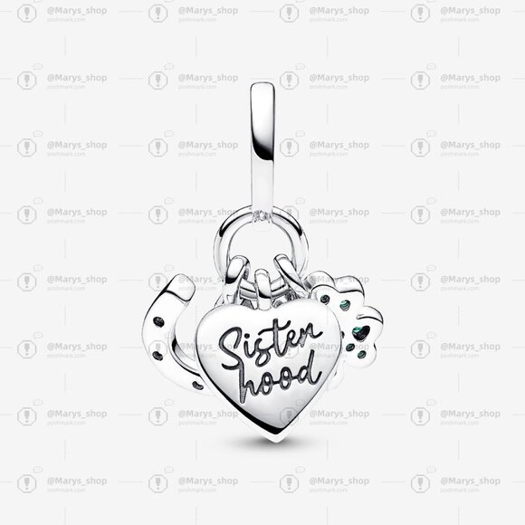 Pandora Four Leaf Clover, Heart and Horseshoe Triple Dangle Charm - Picture 2 of 5